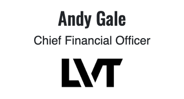 Andy Gale Chief Financial Officer LVT Acumatica Testimonial and logo image