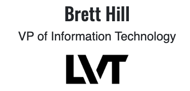 Brett Hill VP of Information Technology Title and company logo