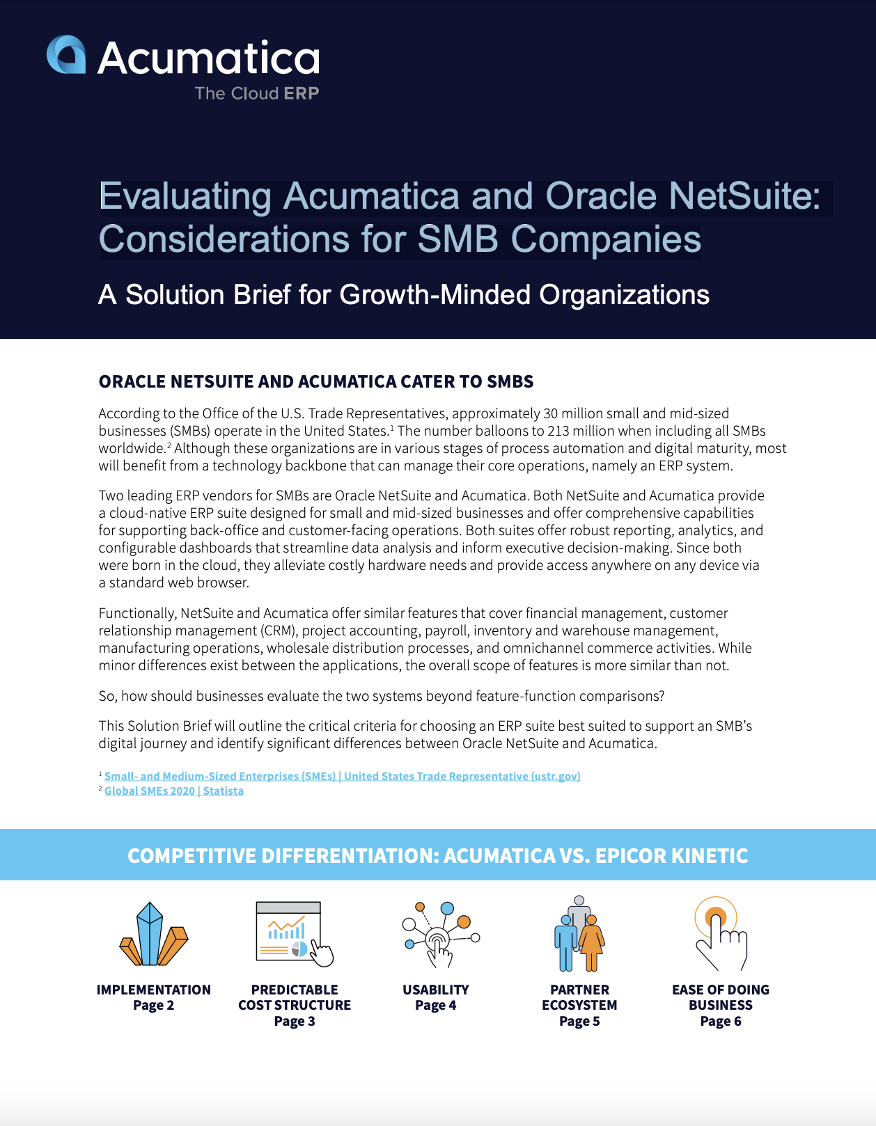 Evaluating Acumatica and Oracle NetSuite: Considerations for SMB Companies Acumatica solution brief 